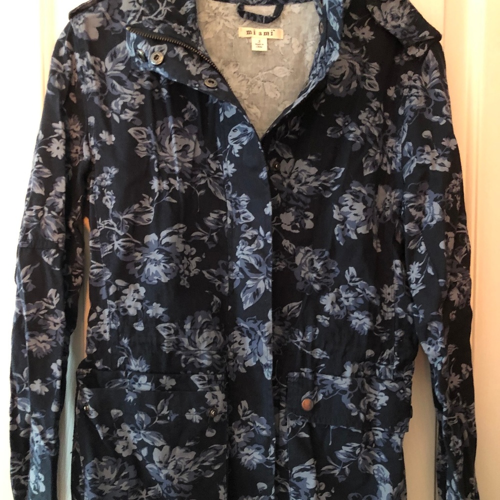 Navy Denim Floral Jacket - Picture 2 of 2